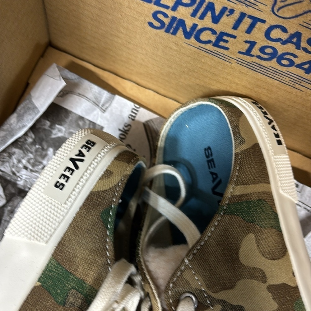 Seavees Latigo Mule Sherpa Camouflage Cream Open Back Winter Foam Footbed Shoes — image 7 of 8